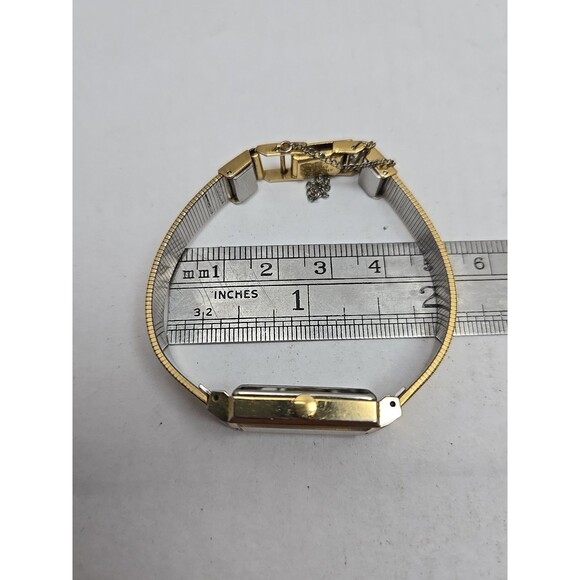 Vintage Pulsar by Seiko Tank Watch Womens Gold Tone Diamond New Battery Sz Small - Picture 10 of 12